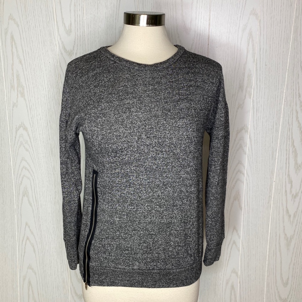Freeloader Side Zip Gray Marled Knit Sweatshirt Size Small